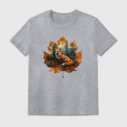 Футболка хлопковая мужская Лиса и лист, цвет: меланж