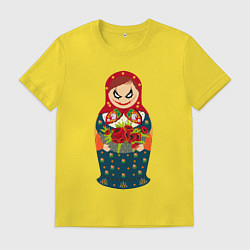 Футболка хлопковая мужская Матрёшка джокера, цвет: желтый