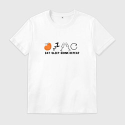 Футболка хлопковая мужская Планы на Новый год - eat sleep drink repiat, цвет: белый