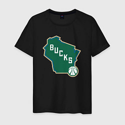 Футболка хлопковая мужская Bucks team, цвет: черный