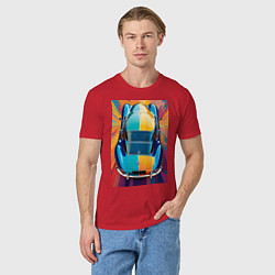 Футболка хлопковая мужская Яркий ретро автомобиль, цвет: красный — фото 2
