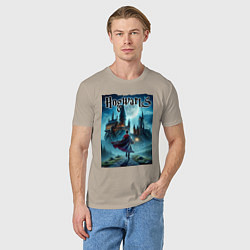 Футболка хлопковая мужская Harry Potter with a magic wand - Hogwarts, цвет: миндальный — фото 2