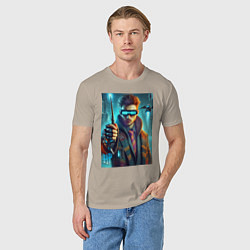 Футболка хлопковая мужская Повзрослевший Гарри Поттер - нейроарт, цвет: миндальный — фото 2