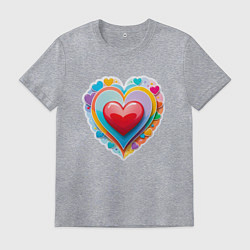Футболка хлопковая мужская Сердце с маленькими сердечками, цвет: меланж
