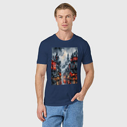 Футболка хлопковая мужская Туманные улицы Лондона, цвет: тёмно-синий — фото 2