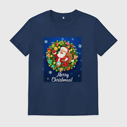 Футболка хлопковая мужская Рождественское настроение, цвет: тёмно-синий