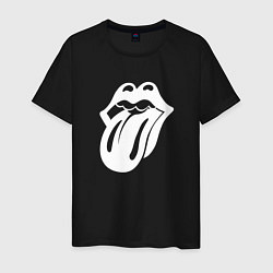 Футболка хлопковая мужская Rolling Stones - white logo, цвет: черный