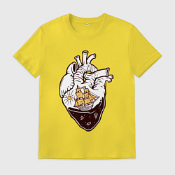Футболка хлопковая мужская Сердце корабля, цвет: желтый