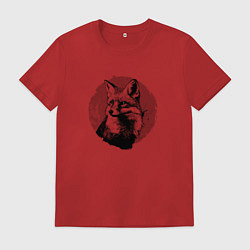 Футболка хлопковая мужская Очень хитрая лиса, цвет: красный