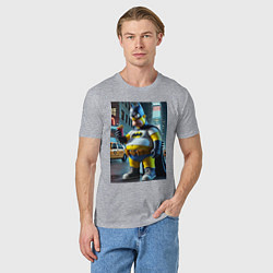 Футболка хлопковая мужская Бэтсимпсон купил в фастфуде картофель фри, цвет: меланж — фото 2