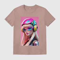 Футболка хлопковая мужская Sweet Barbie - cyberpunk, цвет: пыльно-розовый