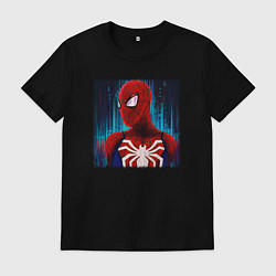 Футболка хлопковая мужская Человек паук новый, цвет: черный