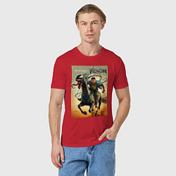 Футболка хлопковая мужская Eddie rides a symbiote horse - Venom 3, цвет: красный — фото 2