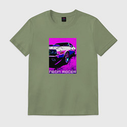 Футболка хлопковая мужская Neon racer, цвет: авокадо