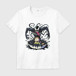 Футболка хлопковая мужская Morty and Venom slime - ai art fantasy, цвет: белый