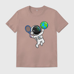 Футболка хлопковая мужская Космический теннис, цвет: пыльно-розовый