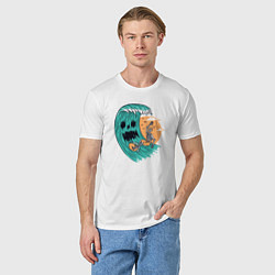 Футболка хлопковая мужская Skeletor surfer, цвет: белый — фото 2