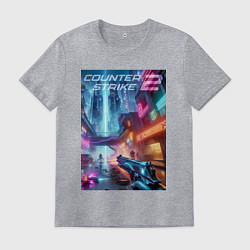 Футболка хлопковая мужская Counter Strike 2 - metropolis, цвет: меланж