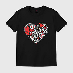 Футболка хлопковая мужская Love is - text drawing, цвет: черный