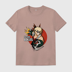 Футболка хлопковая мужская Моя геройская академия Бакуго круг, цвет: пыльно-розовый