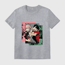 Футболка хлопковая мужская Моя геройская академия Бакуго и Деку, цвет: меланж