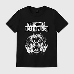 Футболка хлопковая мужская Five Finger Death Punch rock dog, цвет: черный