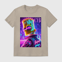 Футболка хлопковая мужская Cyber Bart - neon glow, цвет: миндальный