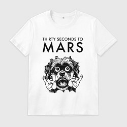 Футболка хлопковая мужская Thirty Seconds to Mars - rock dog, цвет: белый