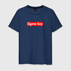 Футболка хлопковая мужская Сигма бой supreme style из песни мерч - тик-ток ме, цвет: тёмно-синий