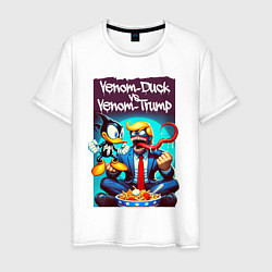 Футболка хлопковая мужская Venom-Duck vs Venom-Trump, цвет: белый