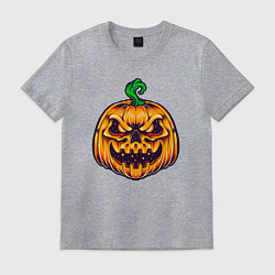 Футболка хлопковая мужская Halloween pumpkin, цвет: меланж