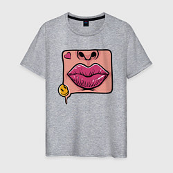 Футболка хлопковая мужская Smile and lips, цвет: меланж