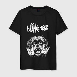 Футболка хлопковая мужская Blink 182 rock dog, цвет: черный