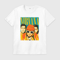 Футболка хлопковая мужская Нирвана музыкальная группа, цвет: белый