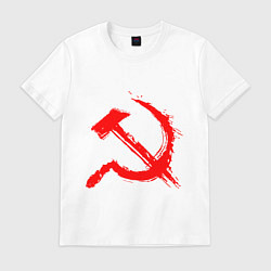 Футболка хлопковая мужская Sickle and hammer red paint, цвет: белый