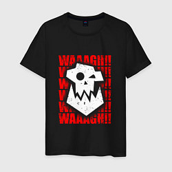 Футболка хлопковая мужская Waaagh warhammer - белый, цвет: черный