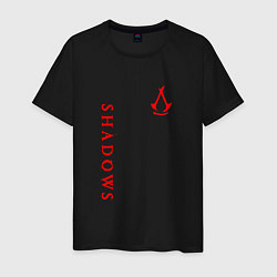 Футболка хлопковая мужская Assassins creed - shadows red, цвет: черный