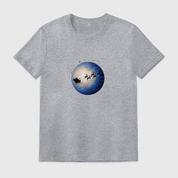 Мужская футболка Санта на оленях - темный