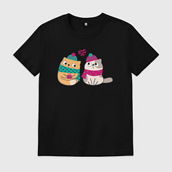 Мужская футболка Милые влюбленные котики