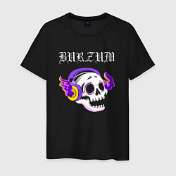 Футболка хлопковая мужская Burzum - неоновый череп, цвет: черный