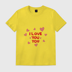 Футболка хлопковая мужская I love, цвет: желтый