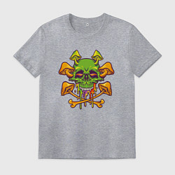 Футболка хлопковая мужская Чезёный череп и грибочки, цвет: меланж