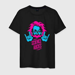 Футболка хлопковая мужская Science rocks, цвет: черный