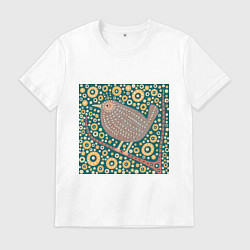 Футболка хлопковая мужская Крапивник, цвет: белый