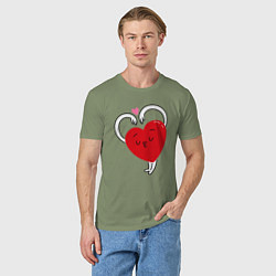 Футболка хлопковая мужская Love hands, цвет: авокадо — фото 2
