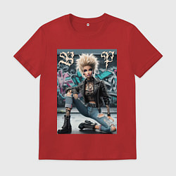 Футболка хлопковая мужская Barbie - punks not dead rock, цвет: красный