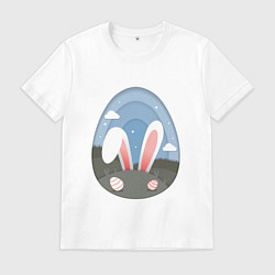 Футболка хлопковая мужская Яйцо с ушами, цвет: белый
