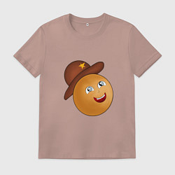 Футболка хлопковая мужская Колобок в шляпе, цвет: пыльно-розовый