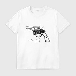 Футболка хлопковая мужская Andy Warhol revolver sketch, цвет: белый