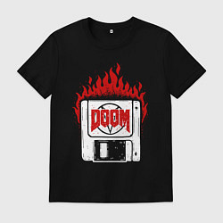 Футболка хлопковая мужская Дискета с думом, цвет: черный